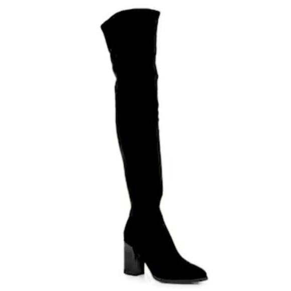 Marc Fisher NWOB Women's Black Onyse Suede Pointed Toe Over-The-Knee Boots 6 - Picture 1 of 7